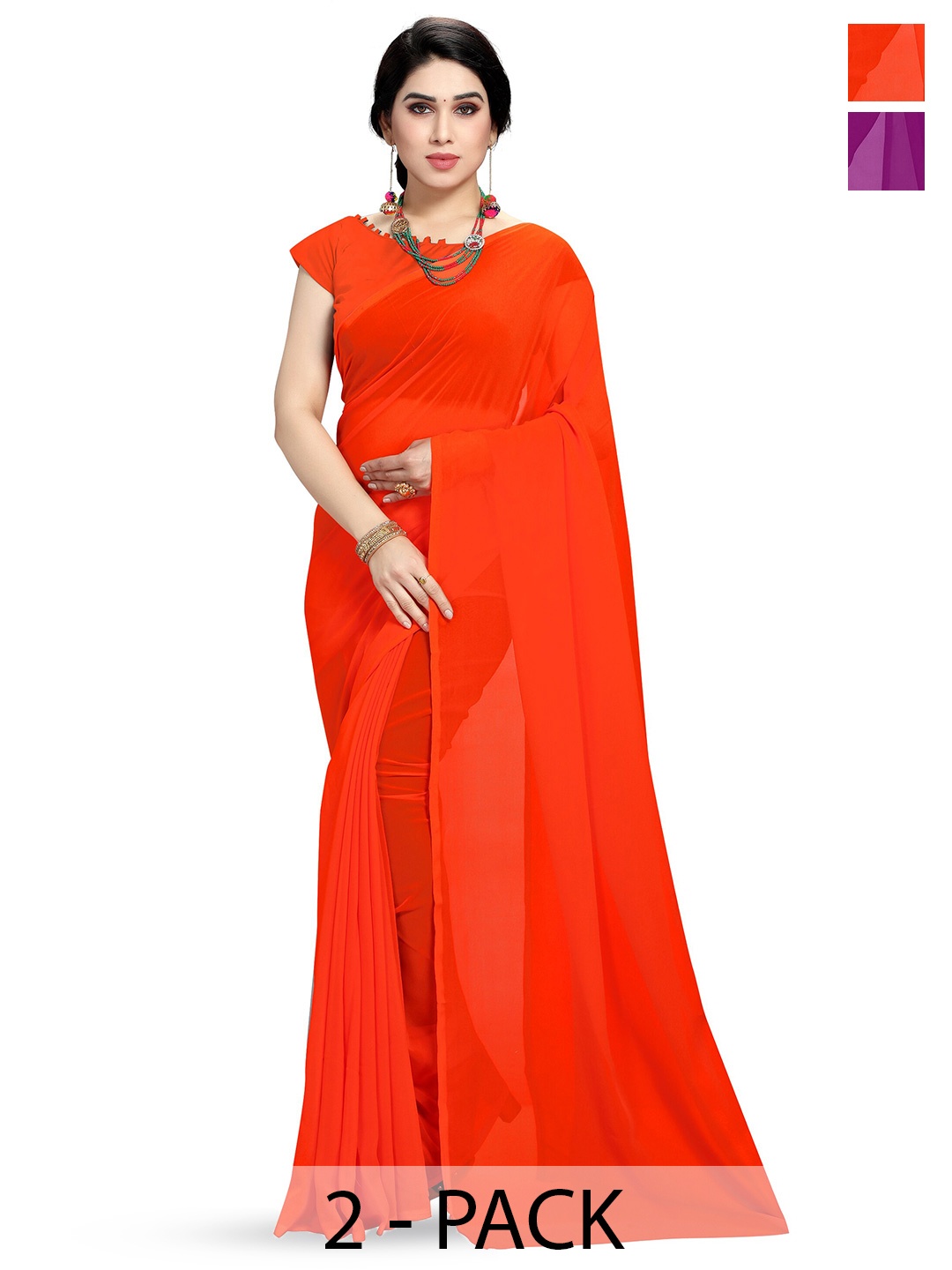 

ANAND SAREES Selection Of 2 Georgette Sarees, Lavender