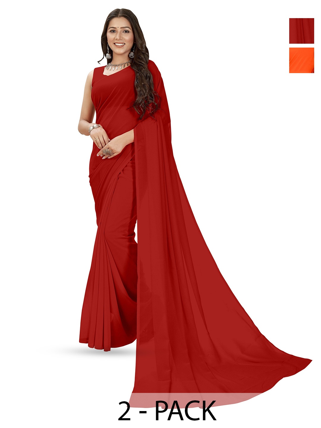 

ANAND SAREES Selection of 2 Sarees, Maroon