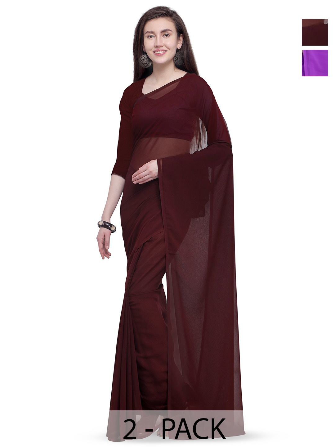 

ANAND SAREES Selection of 2 Sarees, Burgundy