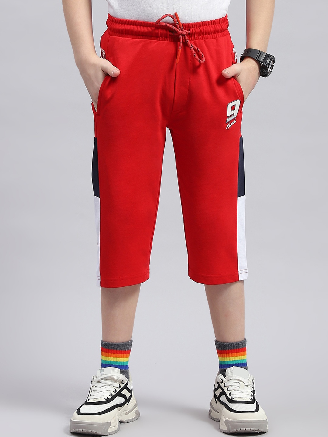 

Monte Carlo Boys Mid-Rise Cotton Shorts, Red
