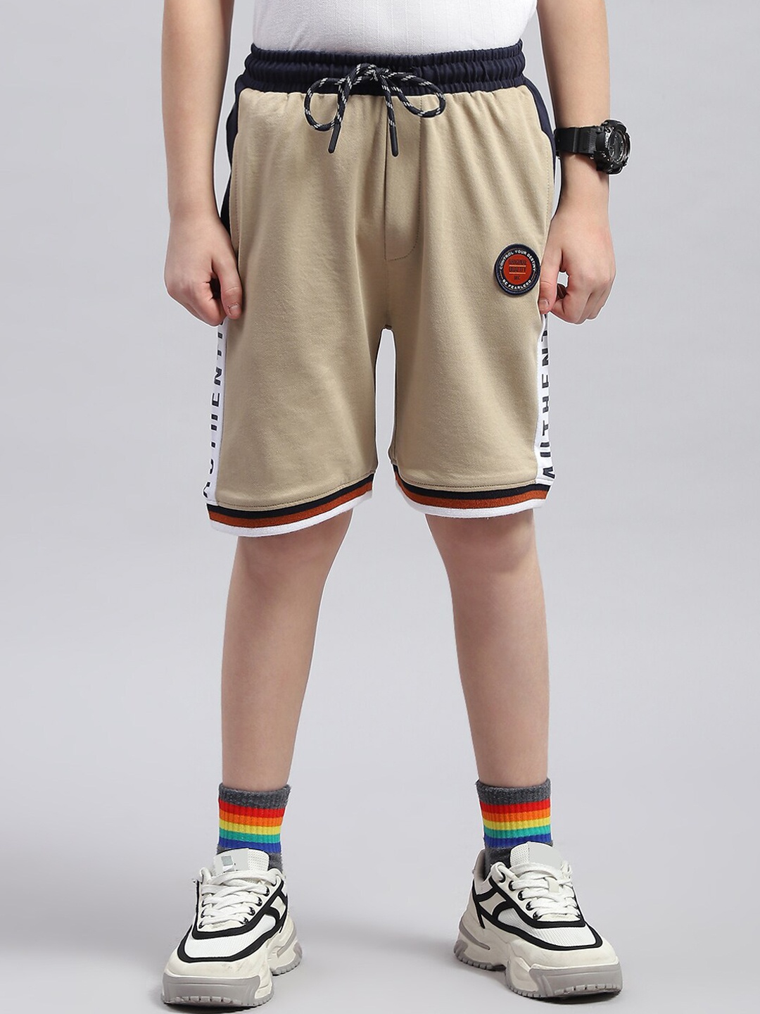 

Monte Carlo Boys Mid-Rise Cotton Shorts, Beige