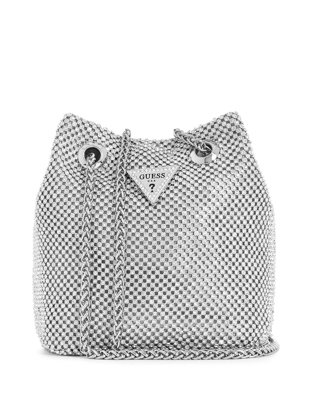 

GUESS Embellished Structured Sling Bag, Silver