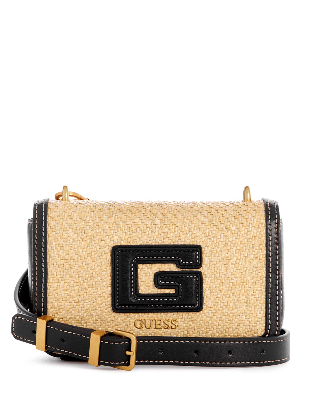 

GUESS Basket Weave Textured Structured Sling Bag, Beige