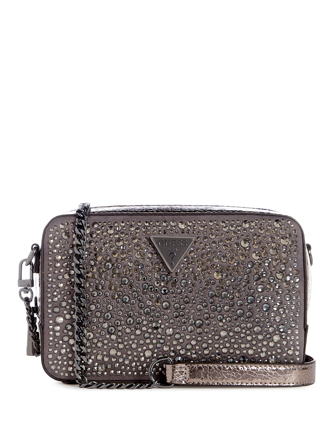 

GUESS Rhinestone Mini Structured Crossbody Sling Bag, Grey