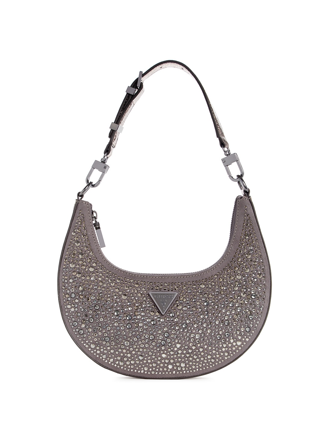 

GUESS Embellished Half Moon Shoulder Bag, Grey