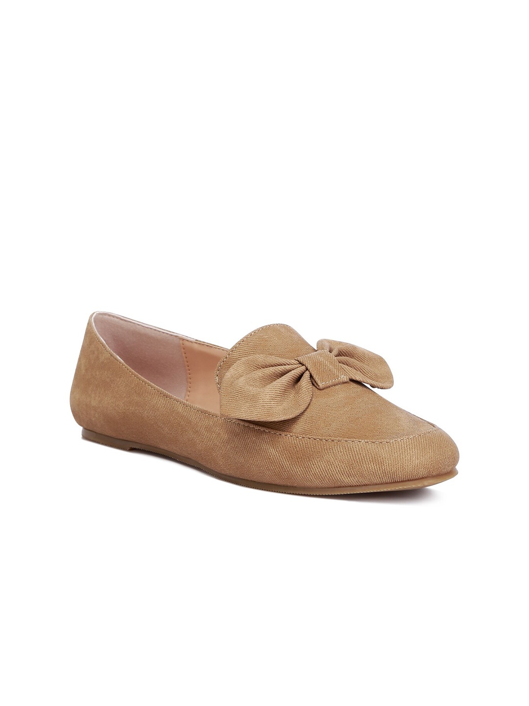 

London Rag Women Textured Bow Detail Loafers, Tan