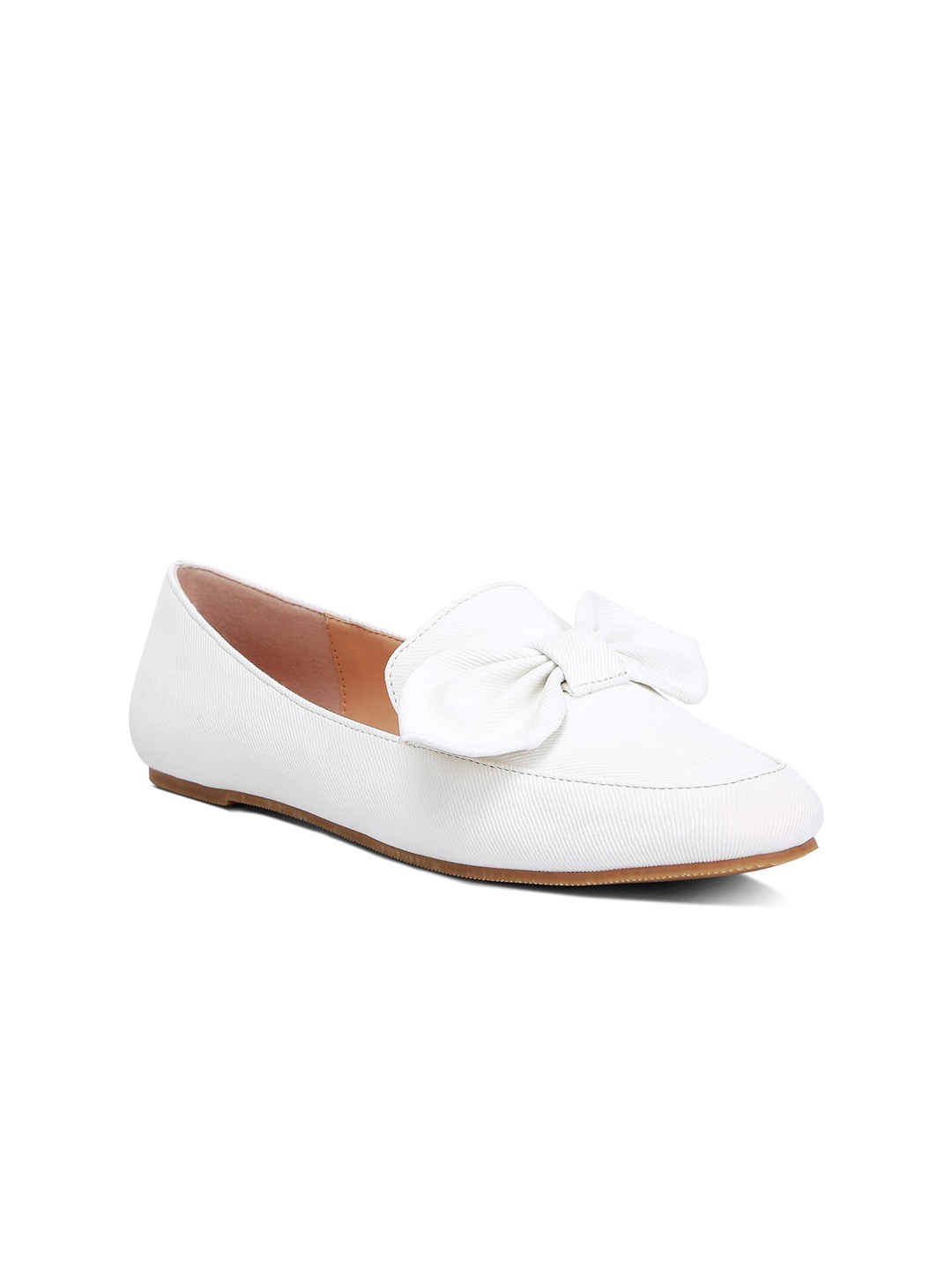 

London Rag Women Round Toe Textile Loafers, White