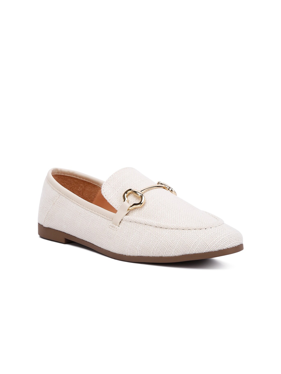 

London Rag Women Round Toe Horsebit Loafers, Beige