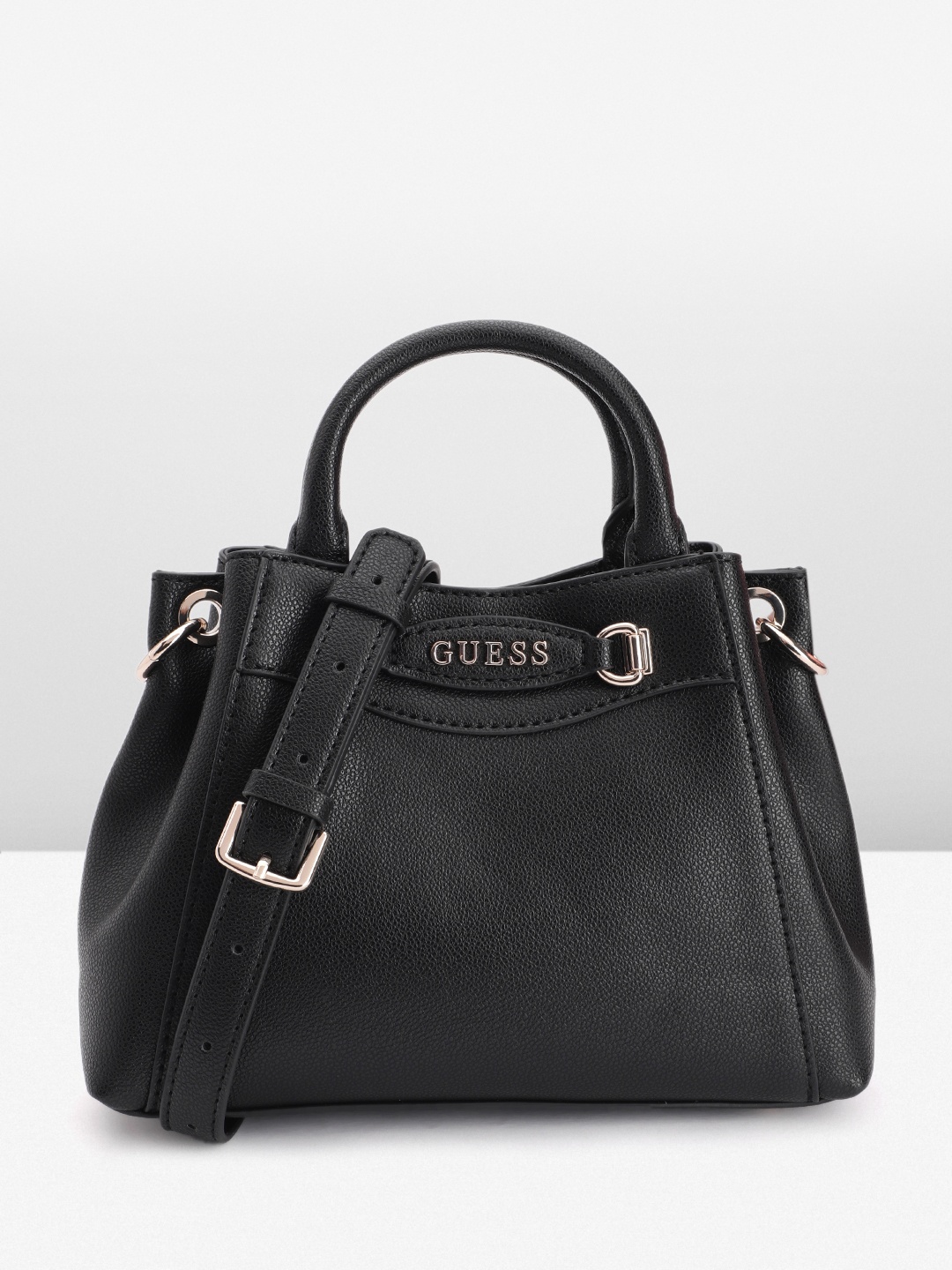 

GUESS Textured Structured Handheld Bag, Black