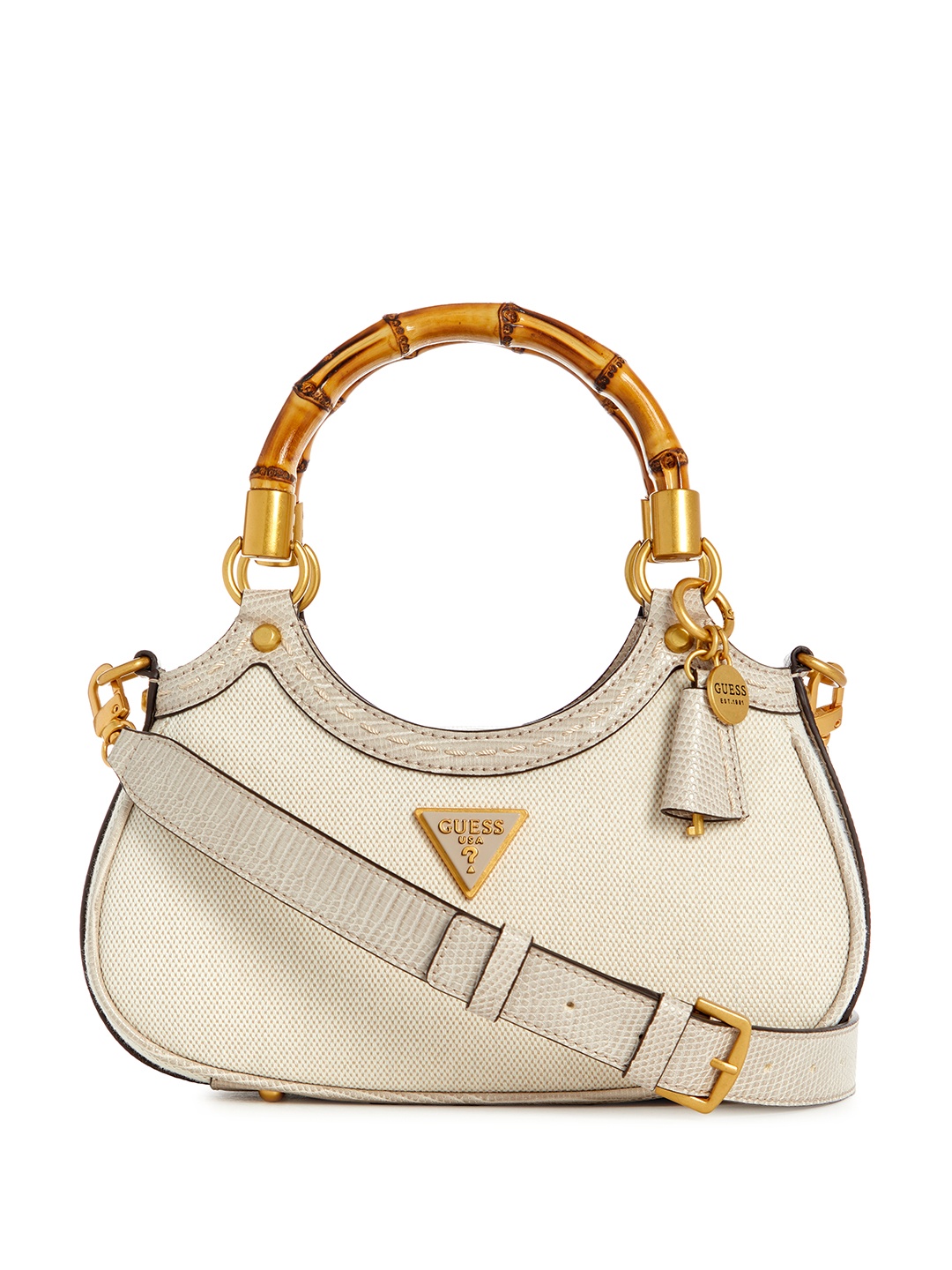 

GUESS Textured Structured Handheld Bag, Beige