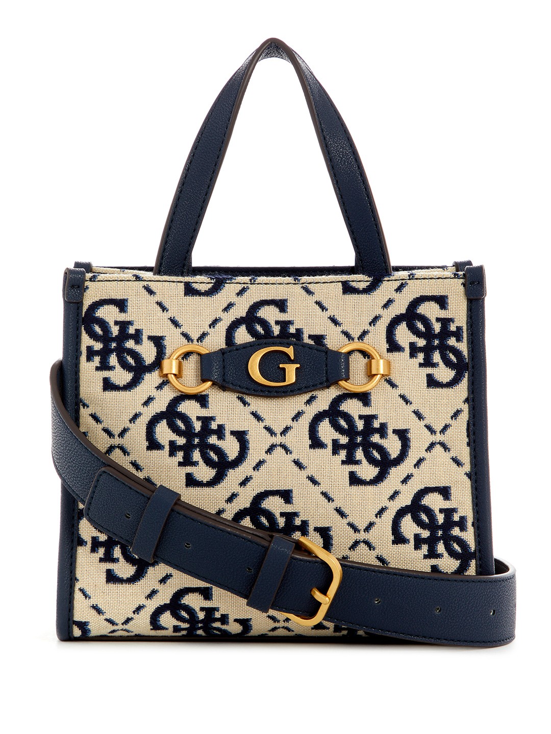 

GUESS Brand Logo Textured Structured Handheld Bag, Beige