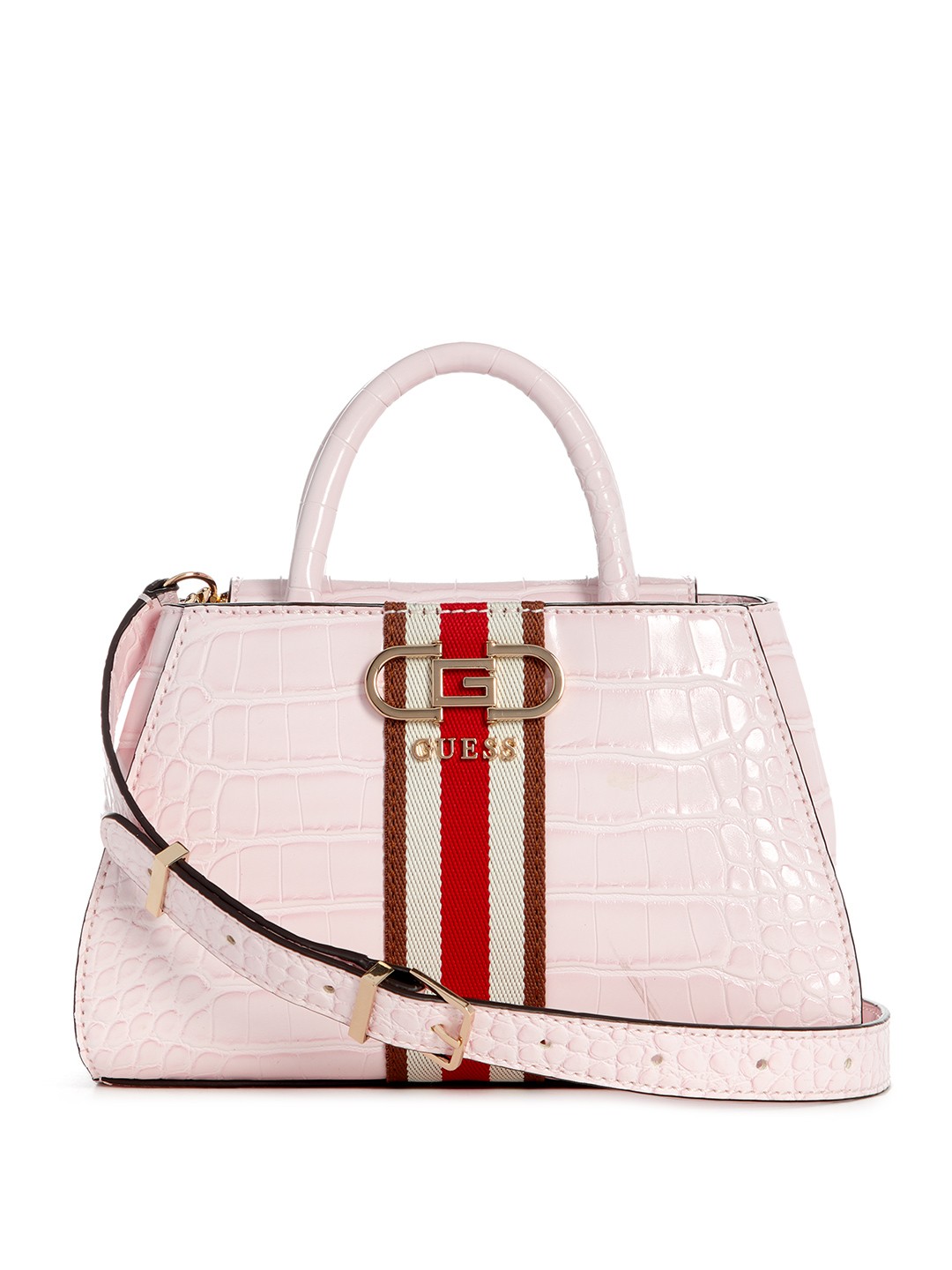 

GUESS Animal Textured Structured Satchel Bag, Pink