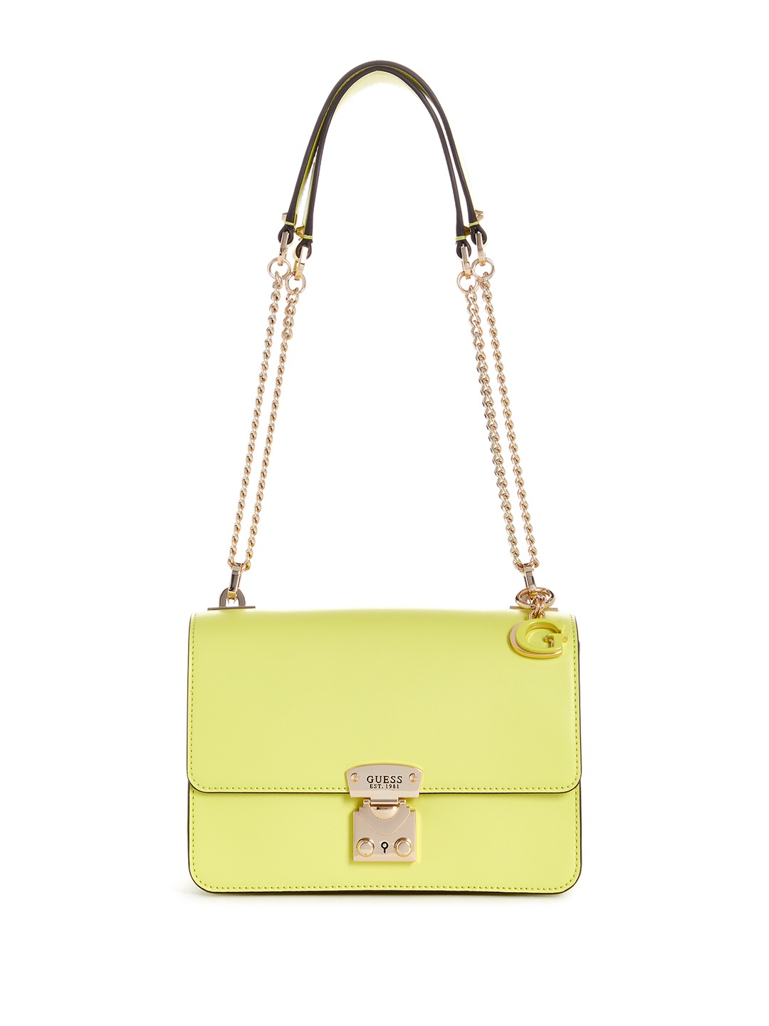 

GUESS Structured Sling Bag With Chain-Link Handles, Fluorescent green