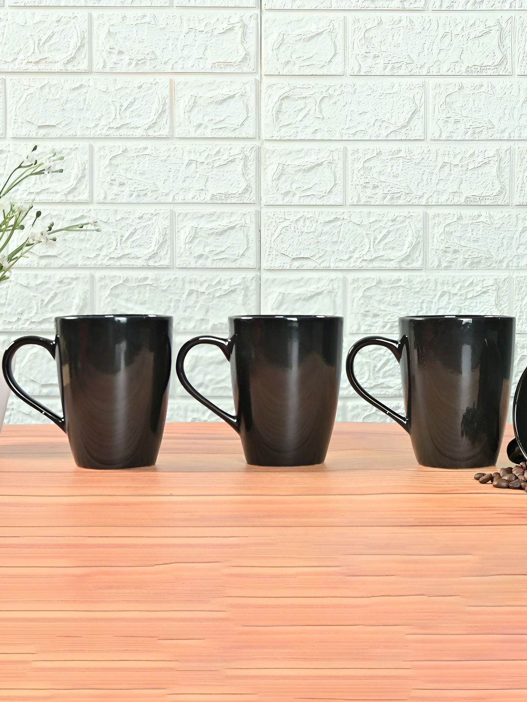 

Femora Black 4 Pcs Ceramic Glossy Mugs 360 ML