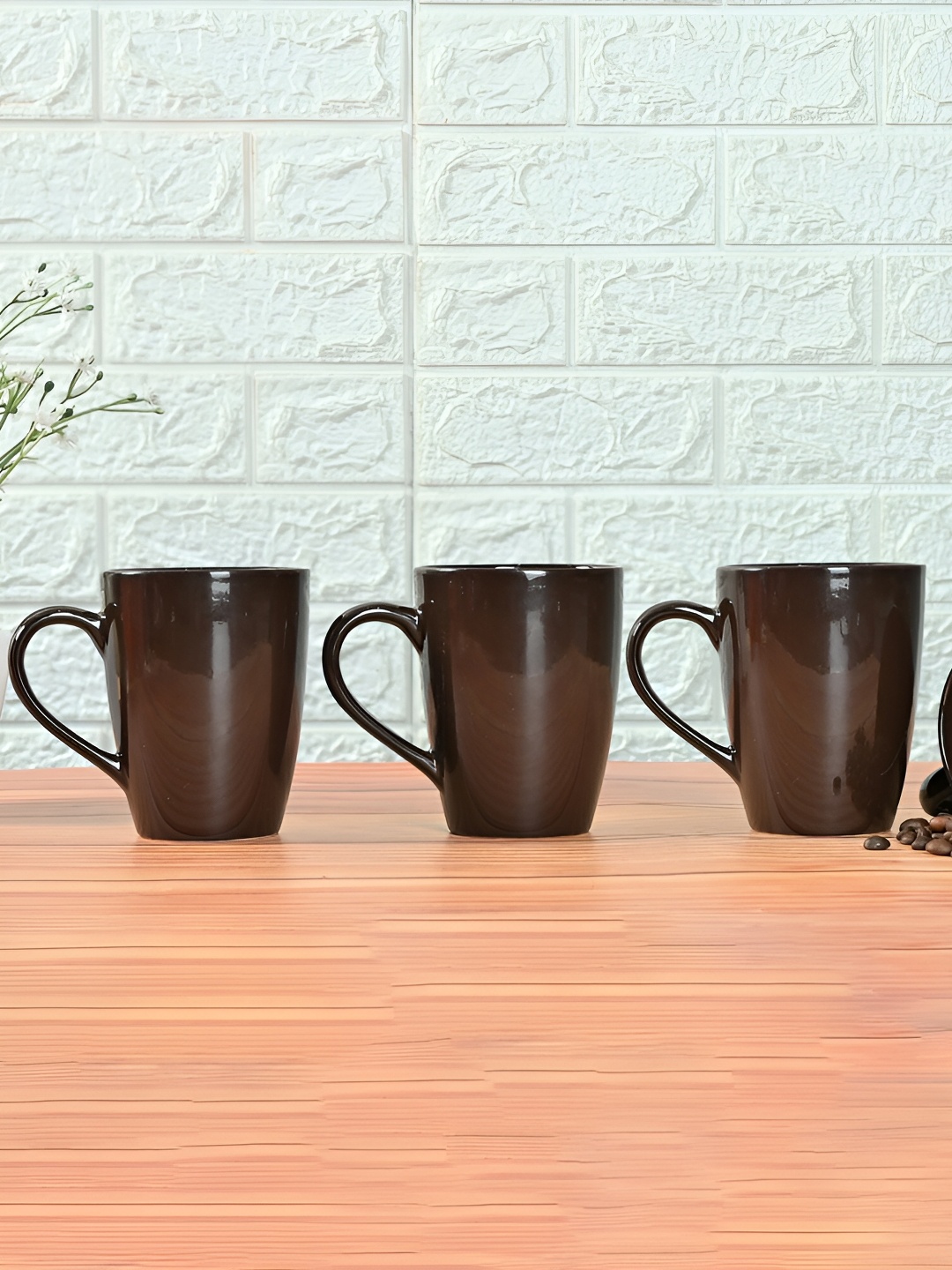 

Femora Brown 4 Pcs Ceramic Glossy Mugs 360 ML