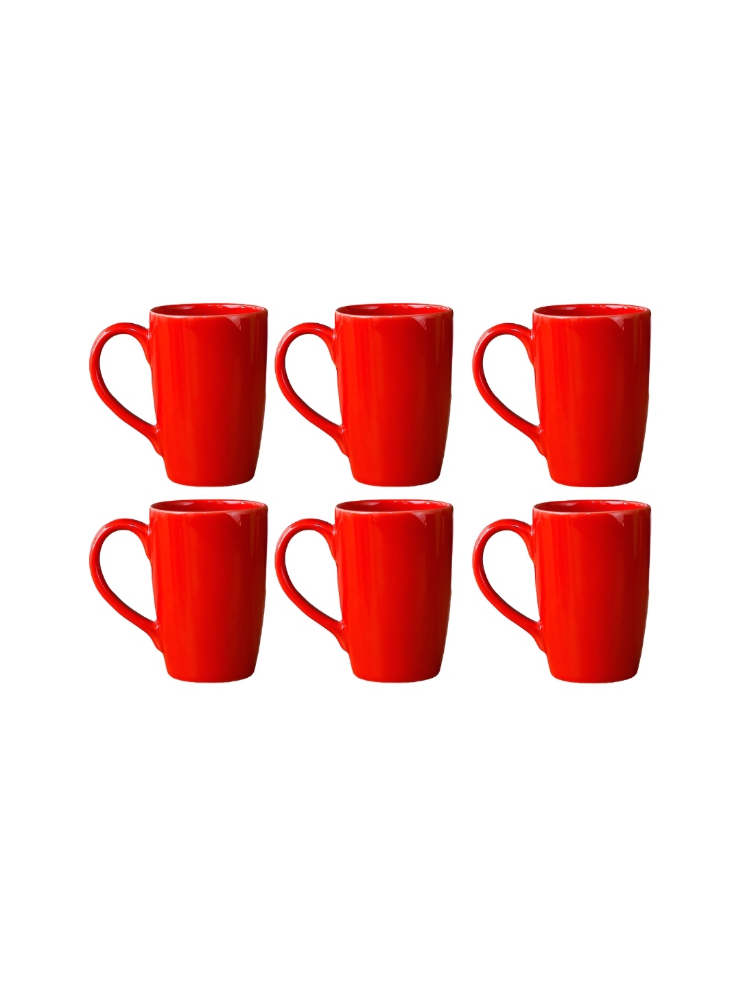 

Femora Red 6 Pcs Ceramic Glossy Mugs 360 ML
