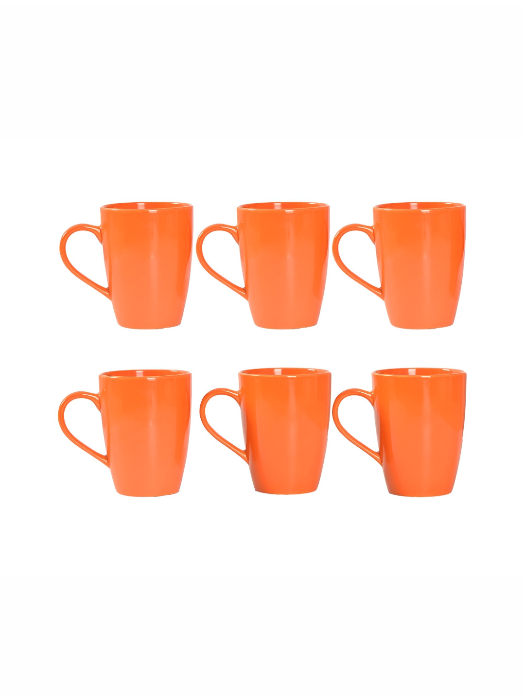 

Femora Orange 6 Pcs Ceramic Glossy Mugs 360 ML