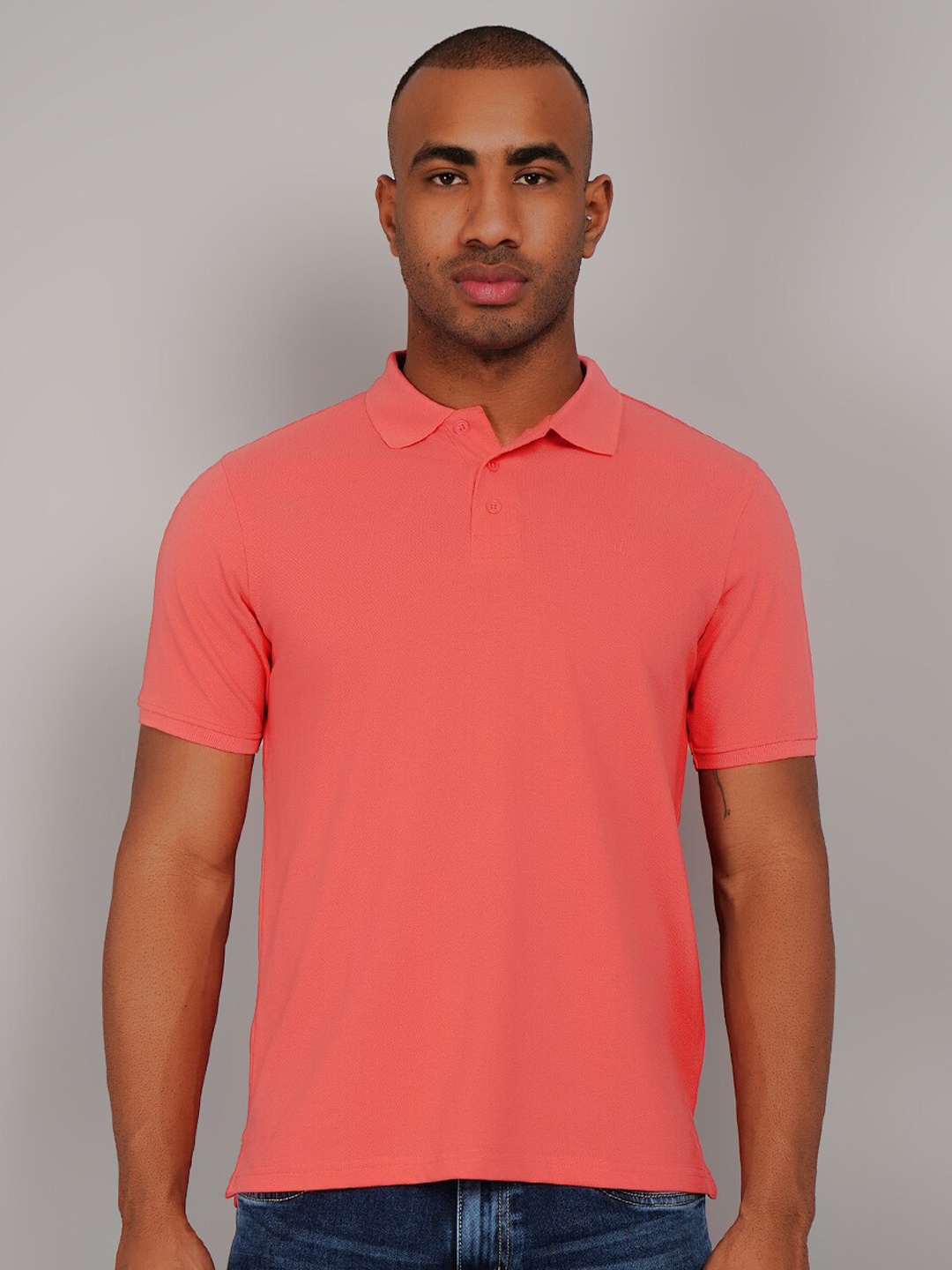 

TIM PARIS Polo Collar Cotton T-shirt, Orange