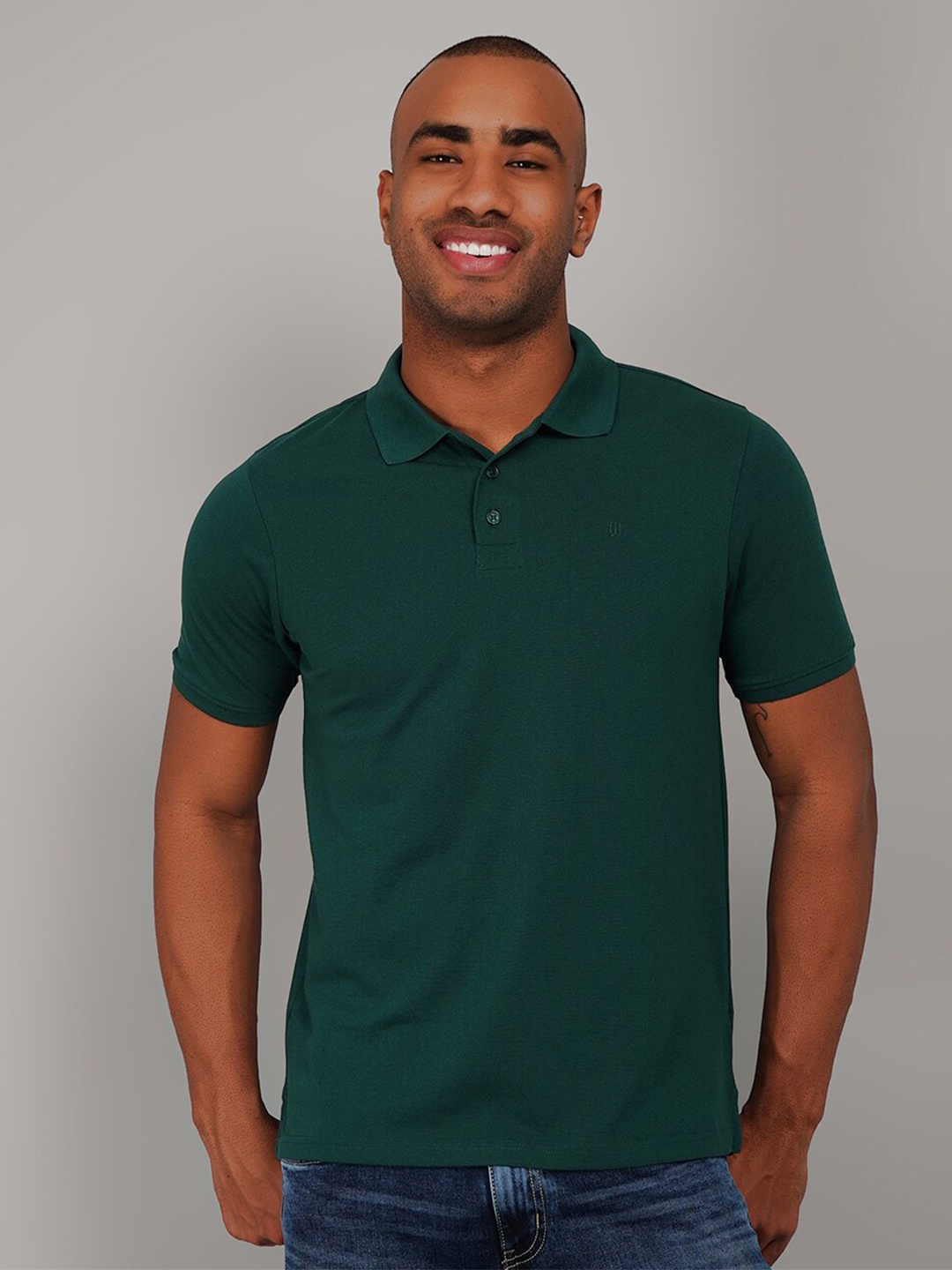 

TIM PARIS Polo Collar Cotton T-shirt, Green