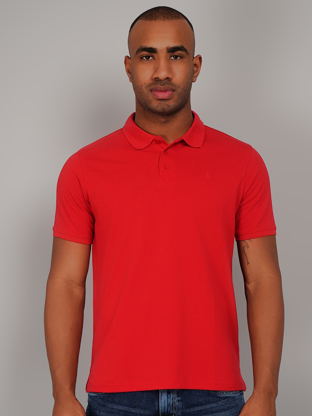 

TIM PARIS Polo Collar Cotton T-shirt, Red