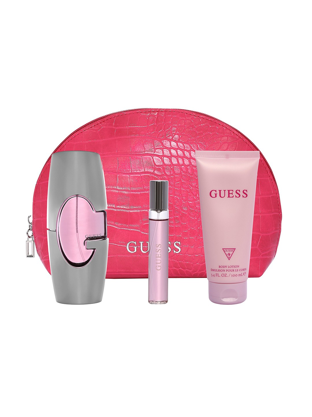 

GUESS Long Lasting Eau De Parfum 75ml & 15ml & Body Lotion 100ml With Pouch, Transparent