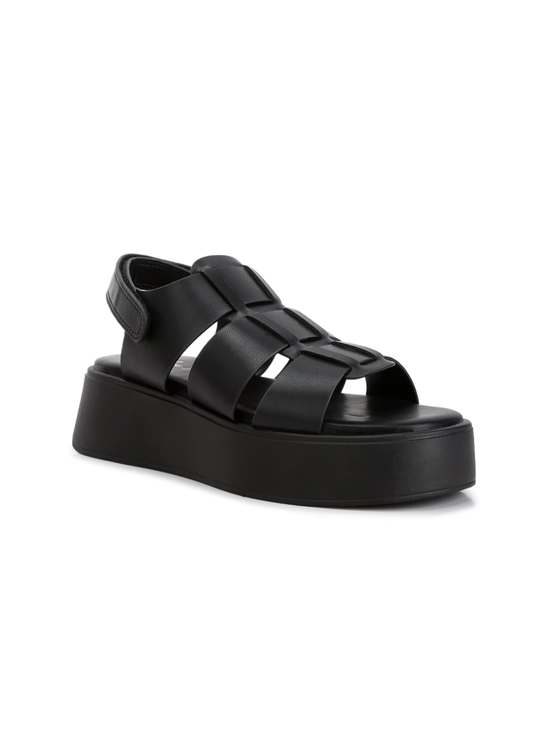 

London Rag Open Toe Flatform Heels, Black