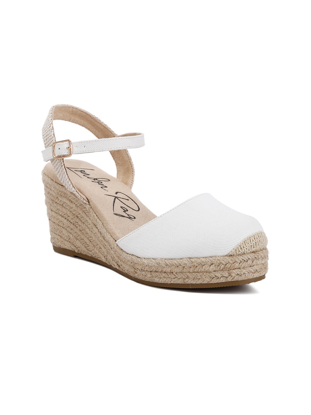 

London Rag Suede Textured Round Toe Wedges, White