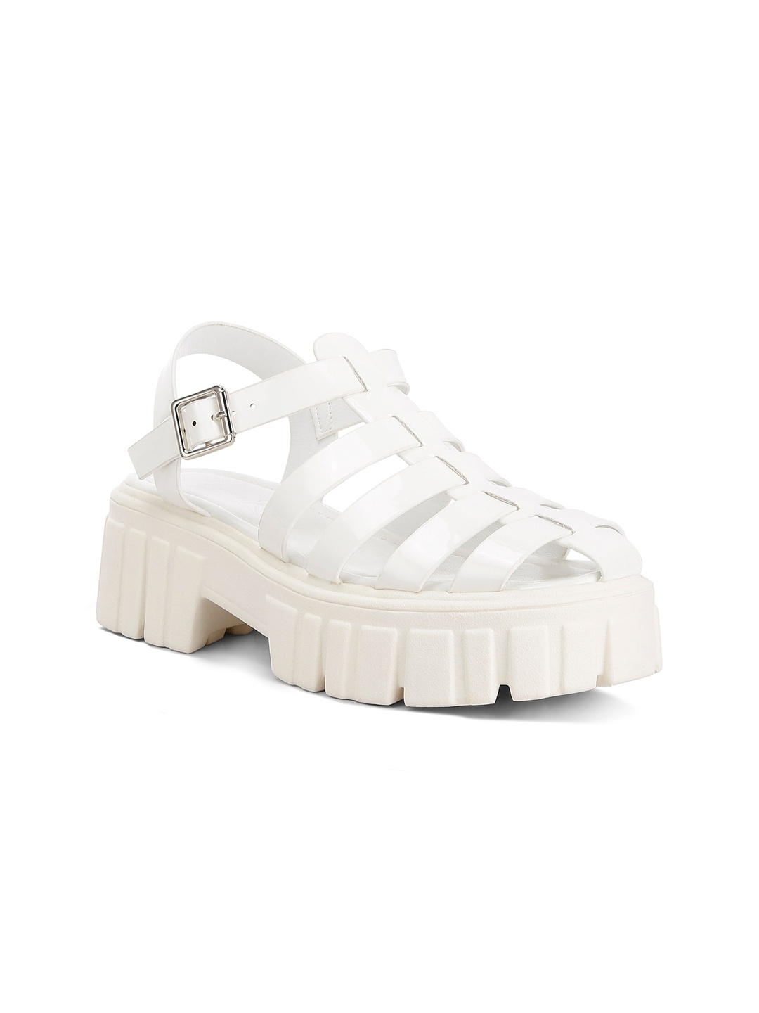 

London Rag Round Toe Platform Heels, White
