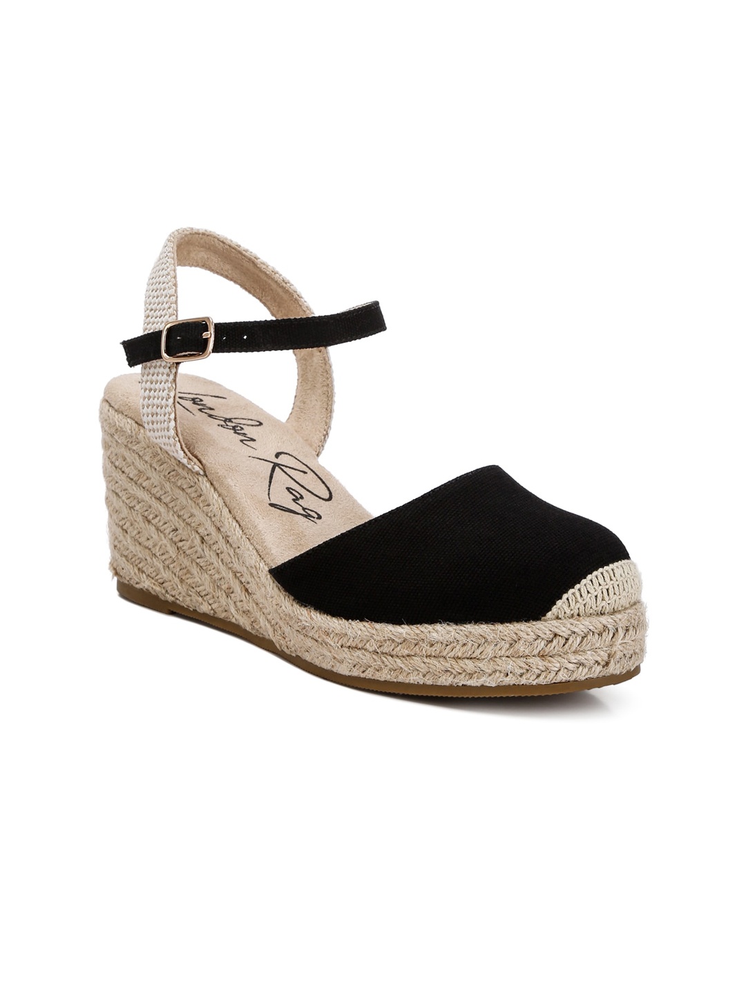 

London Rag Textured Round Toe Wedges, Black