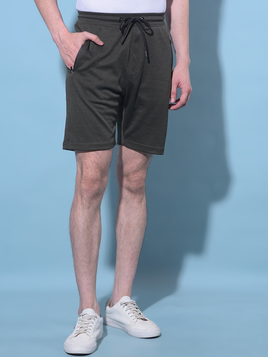 

Crimsoune Club Men Slim Fit Pure Cotton Shorts, Olive