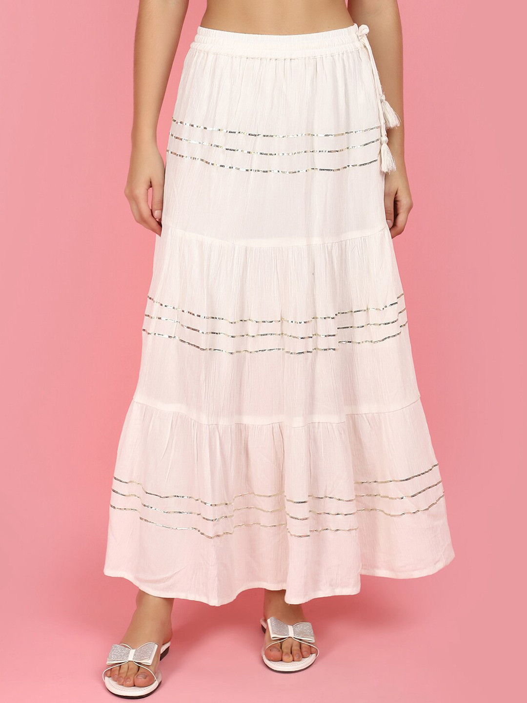 

V-Mart Tired Maxi Skirt, White