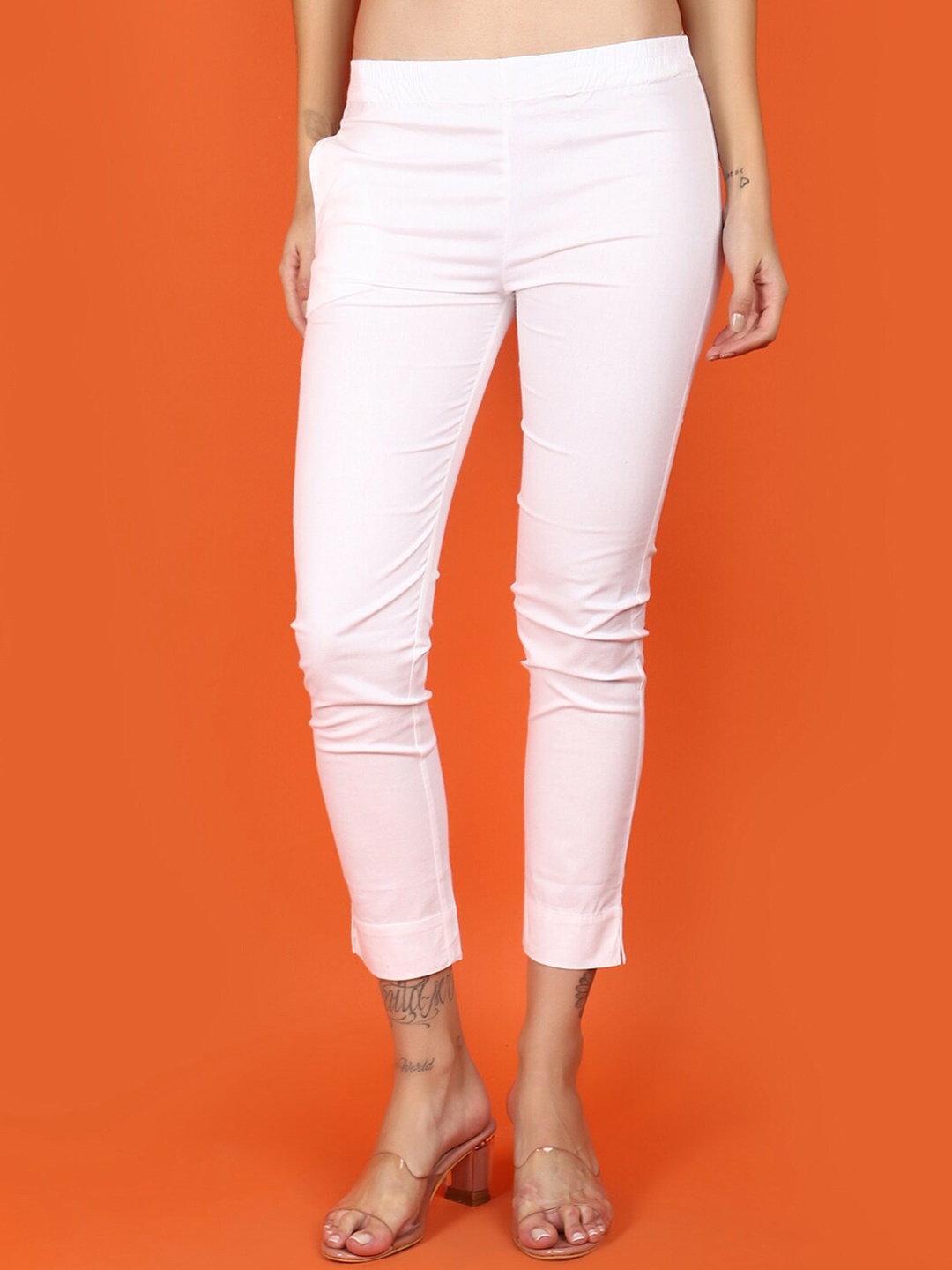

V-Mart Women Mid-Rise Easy Wash Cropped Trouser, White