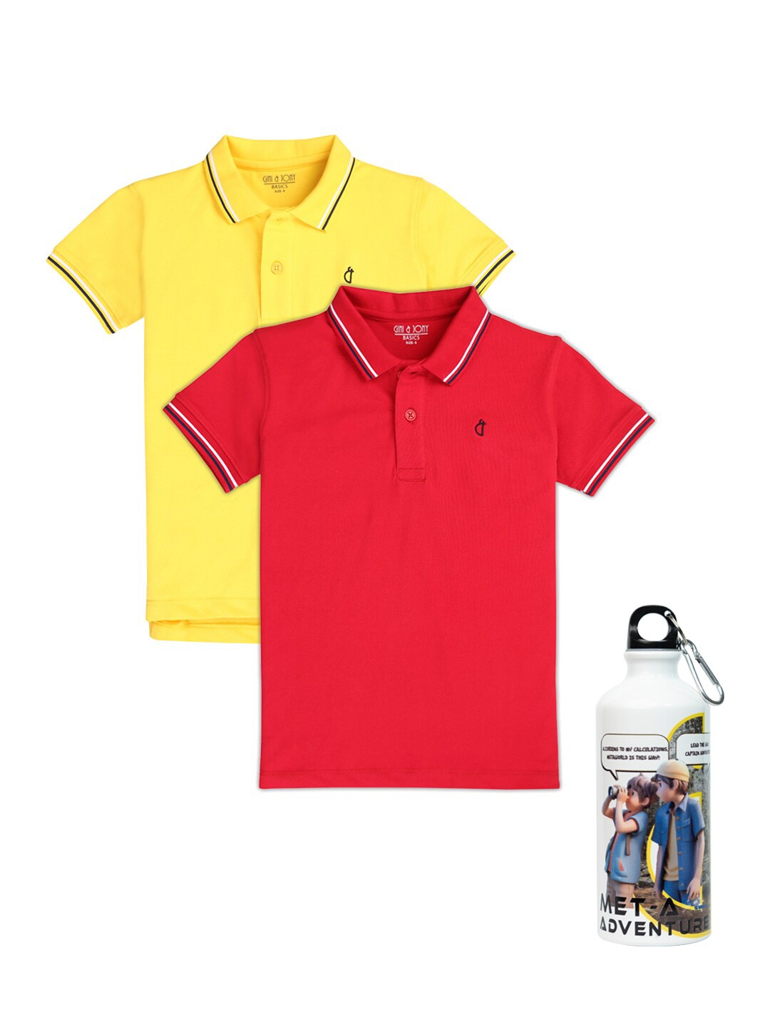 

Gini and Jony Boys Pack Of 2 Polo Collar Cotton T-shirt, Yellow