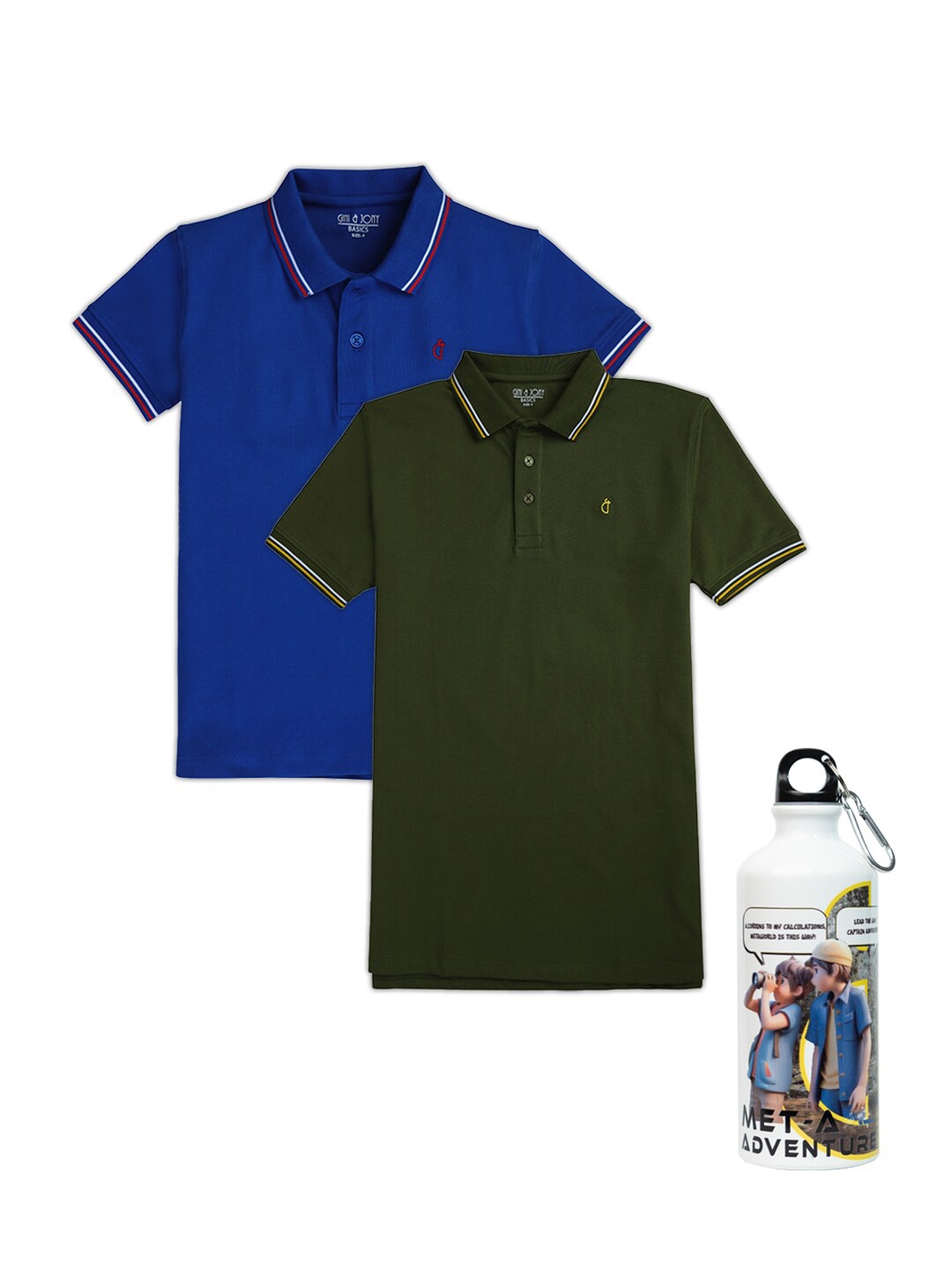

Gini and Jony Boys Pack of 2 Cotton Polo Collar T-shirt, Blue