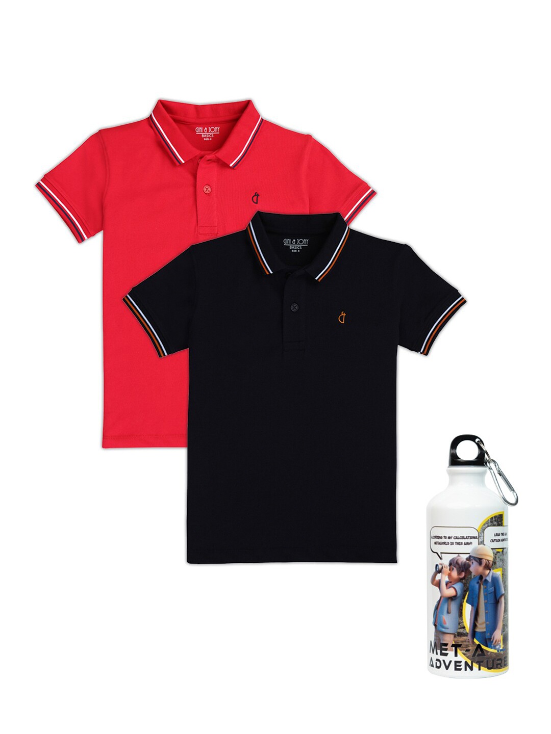 

Gini and Jony Boys Pack Of 2 Polo Collar Cotton T-shirt, Red