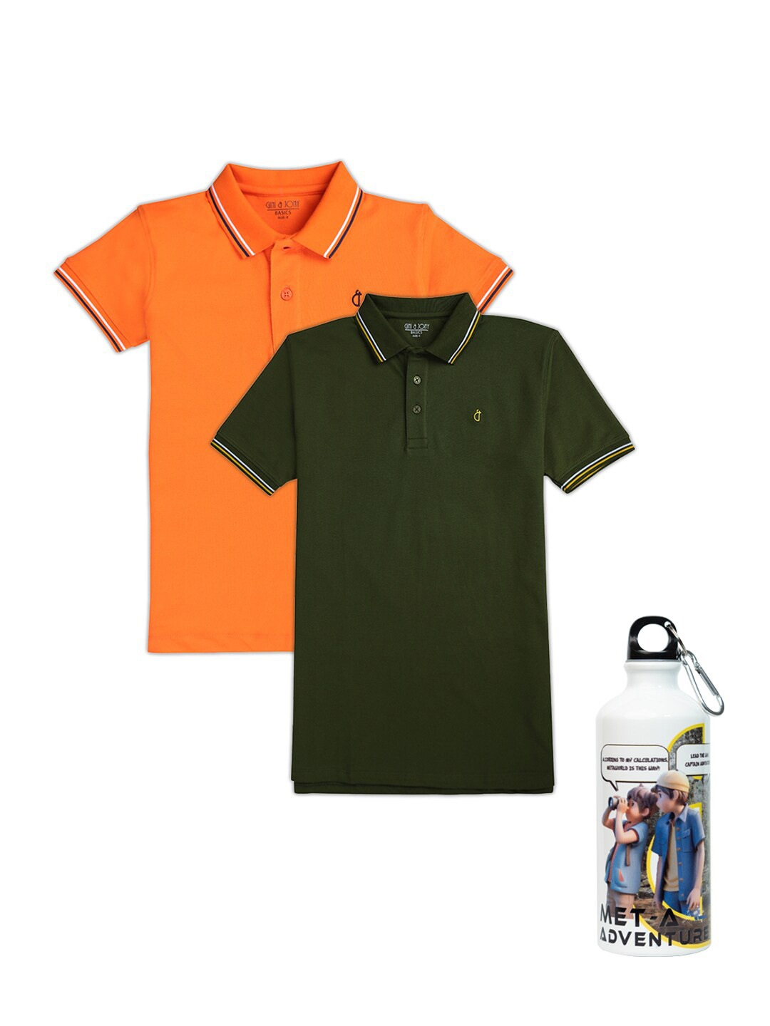 

Gini and Jony Boys Pack of 2 Cotton Polo Collar T-shirt, Orange