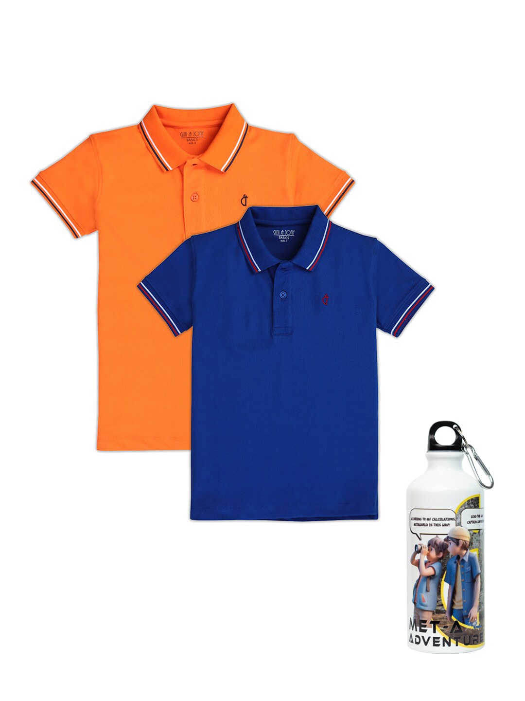 

Gini and Jony Boys Pack Of 2 Polo Collar Cotton T-shirts, Orange
