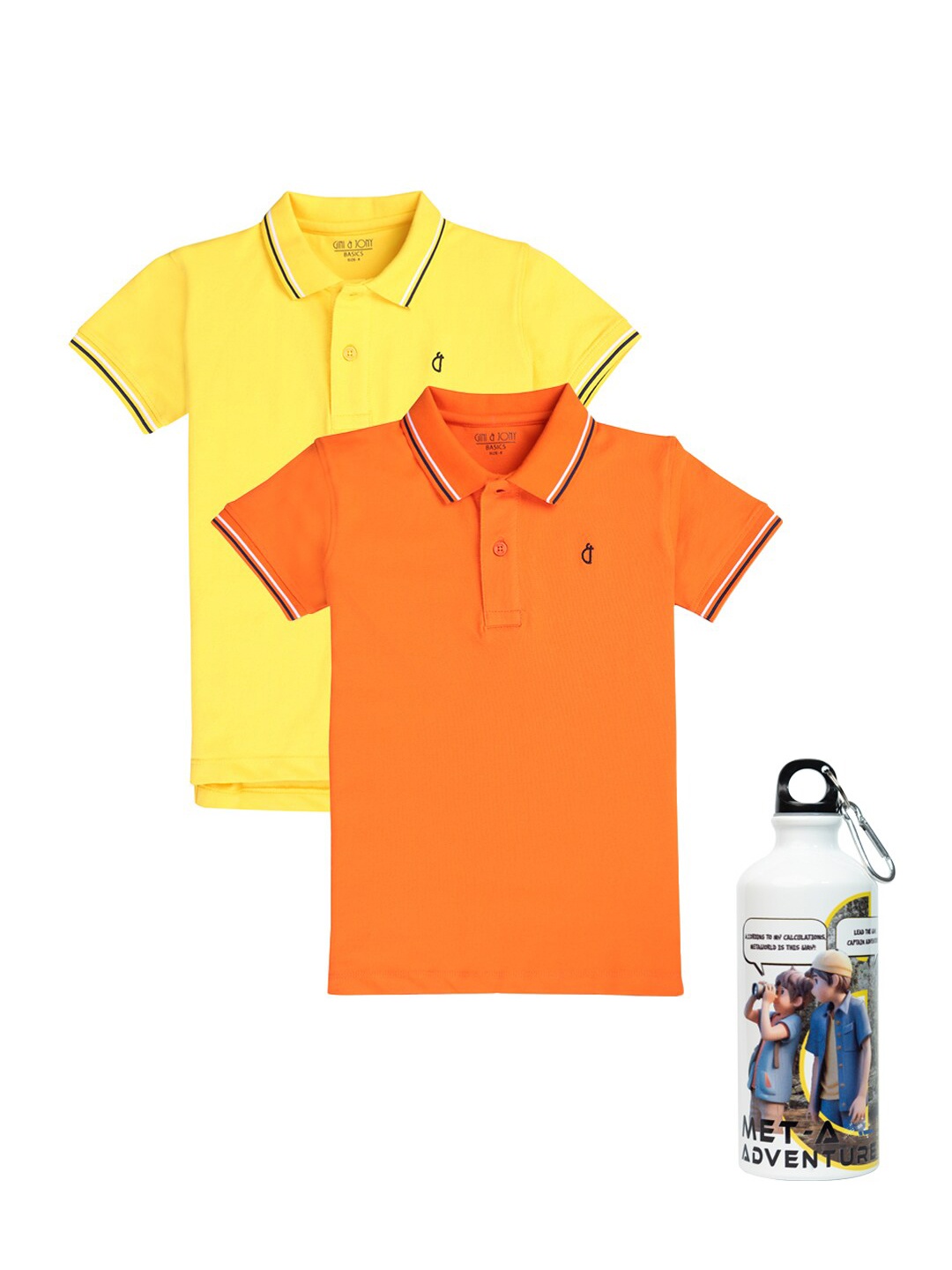 

Gini and Jony Boys Pack Of 2 Polo Collar Cotton T-shirts, Yellow