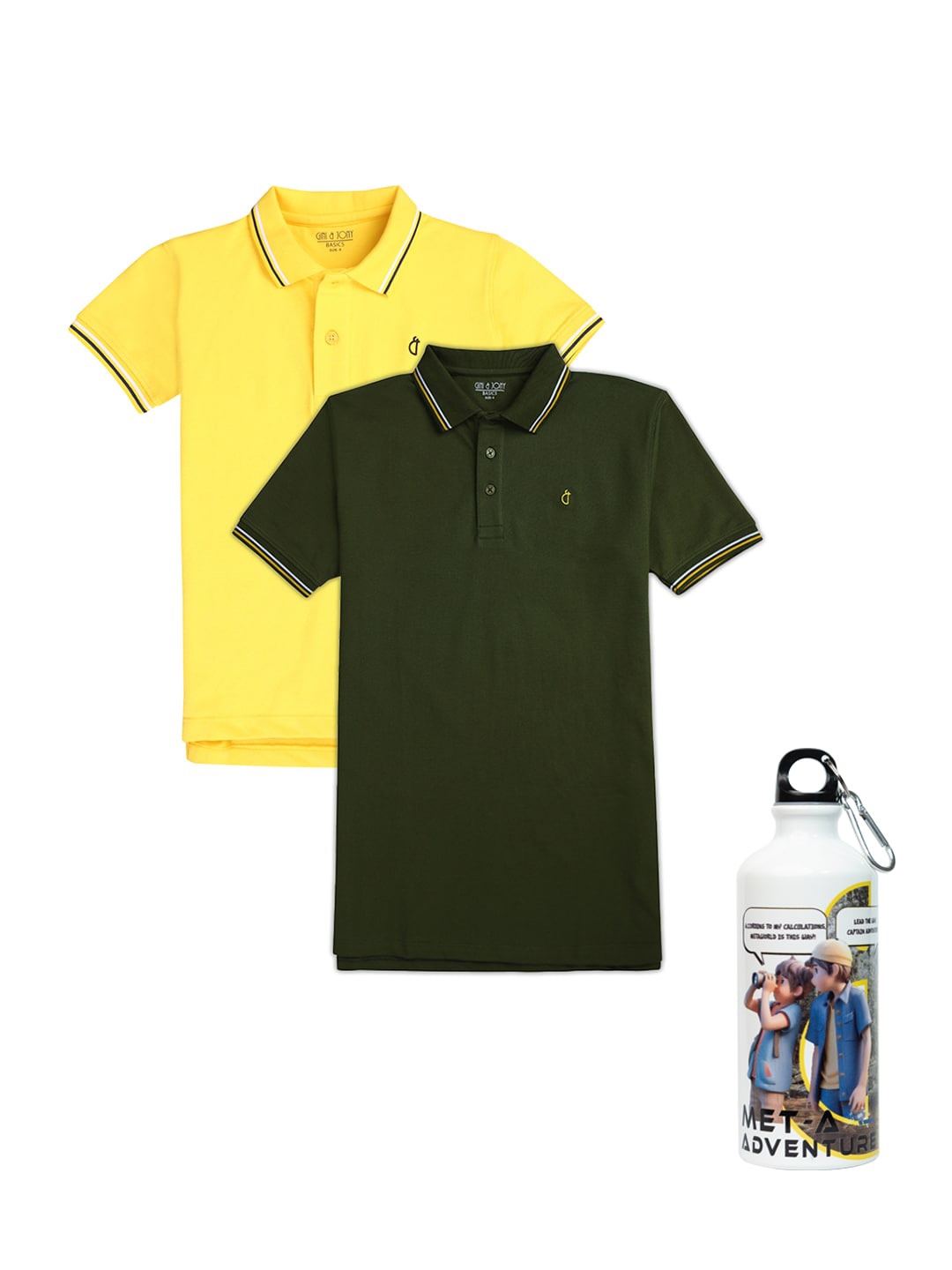 

Gini and Jony Boys Pack of 2 Cotton Polo Collar T-shirt, Yellow