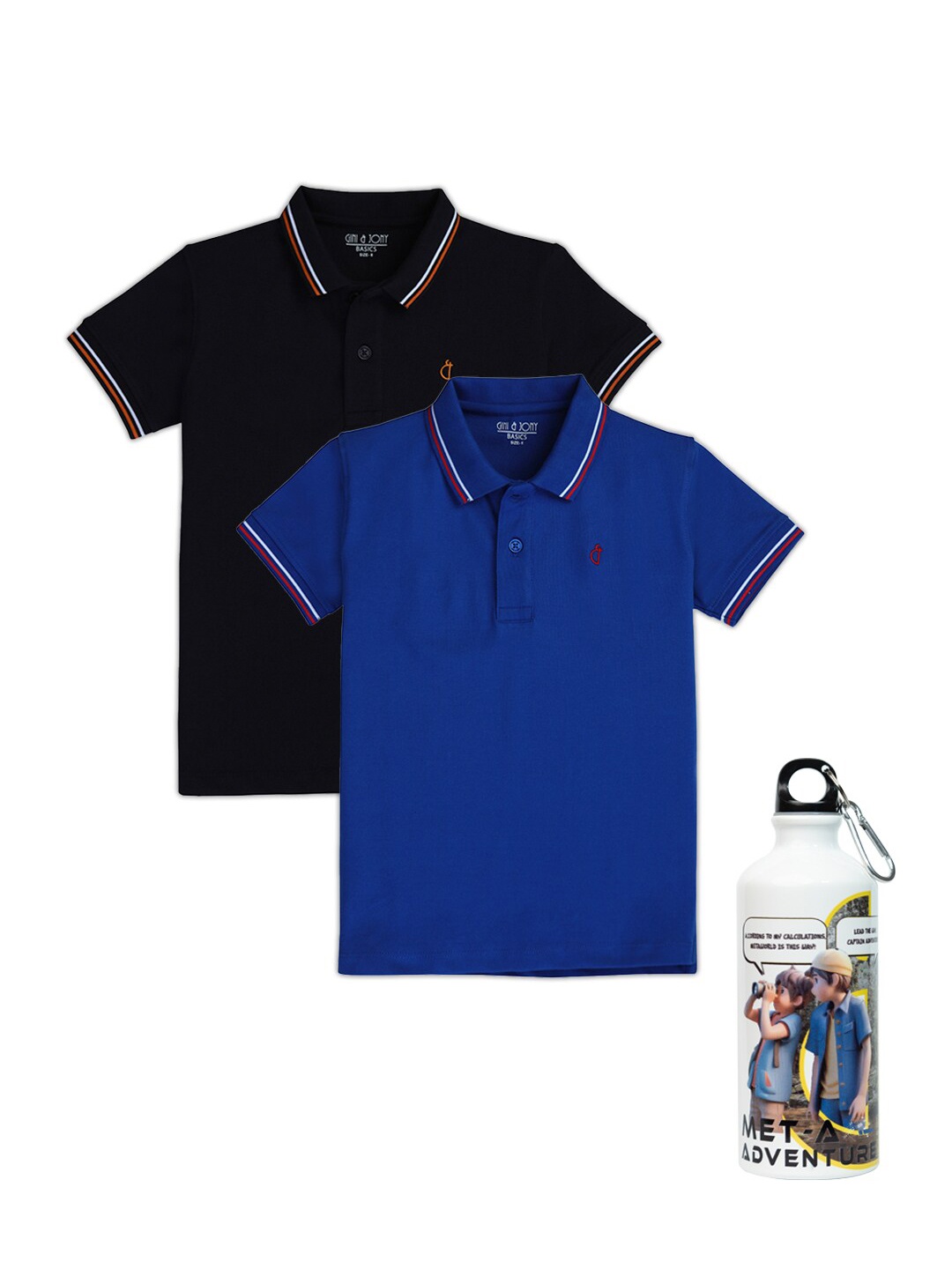 

Gini and Jony Boys Pack Of 2 Polo Collar Cotton T-shirt, Navy blue