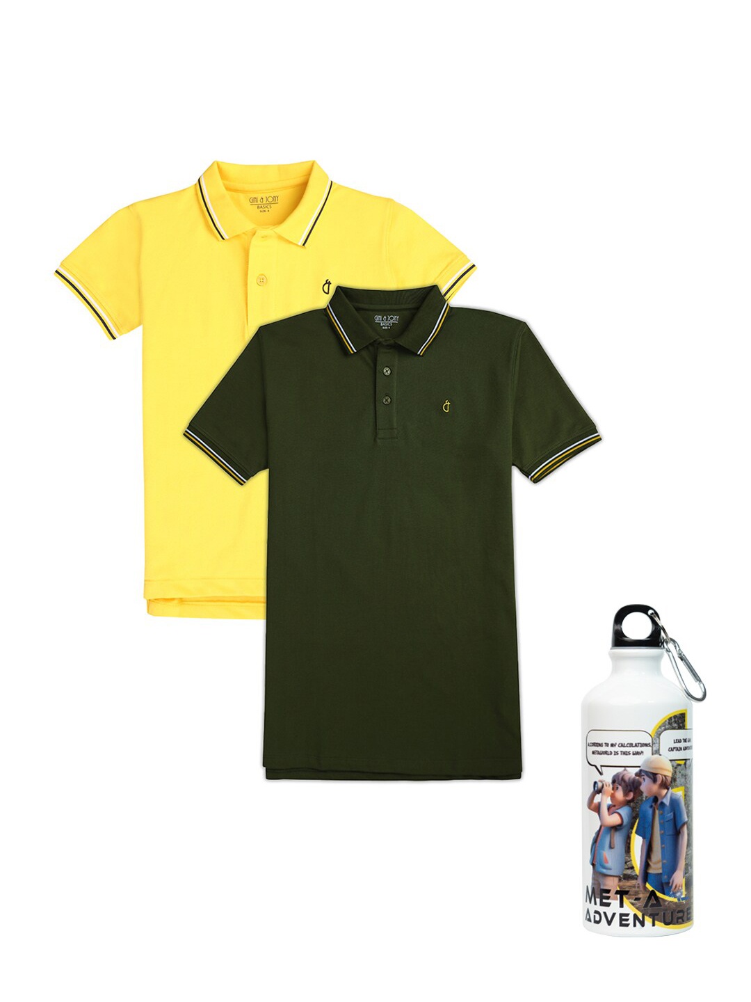 

Gini and Jony Boys Pack Of 2 Polo Collar Cotton T-shirt, Yellow