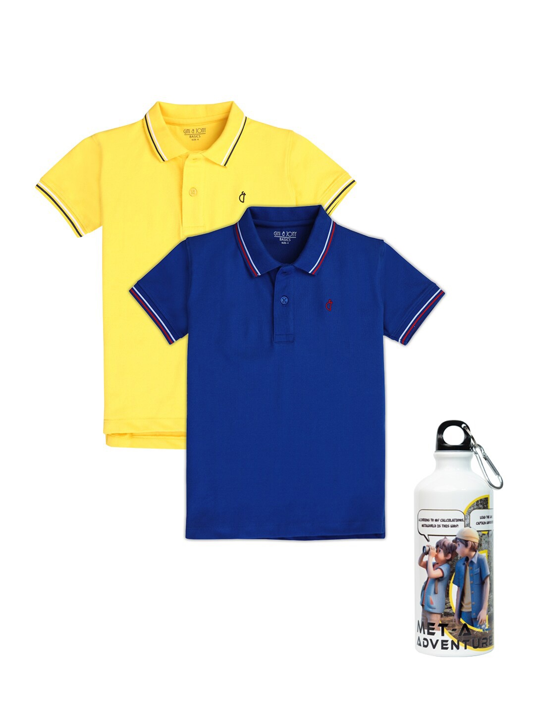 

Gini and Jony Boys Pack of 2 Cotton Polo Collar T-shirt, Yellow