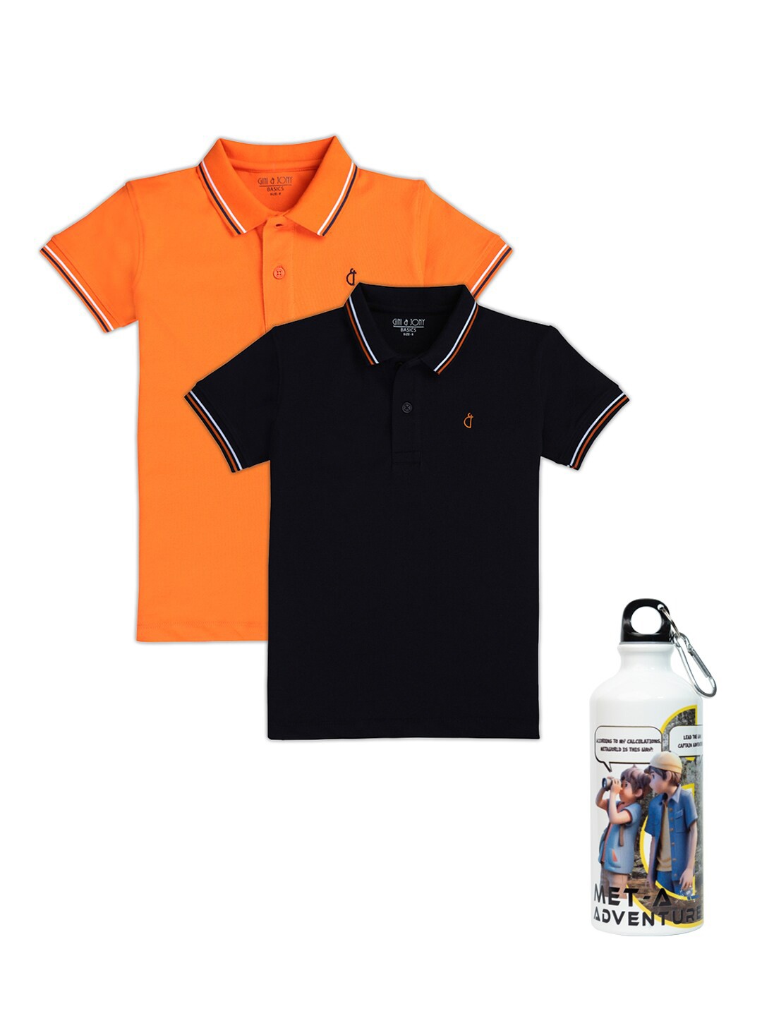 

Gini and Jony Boys Pack of 2 Cotton Polo Collar T-shirt, Orange