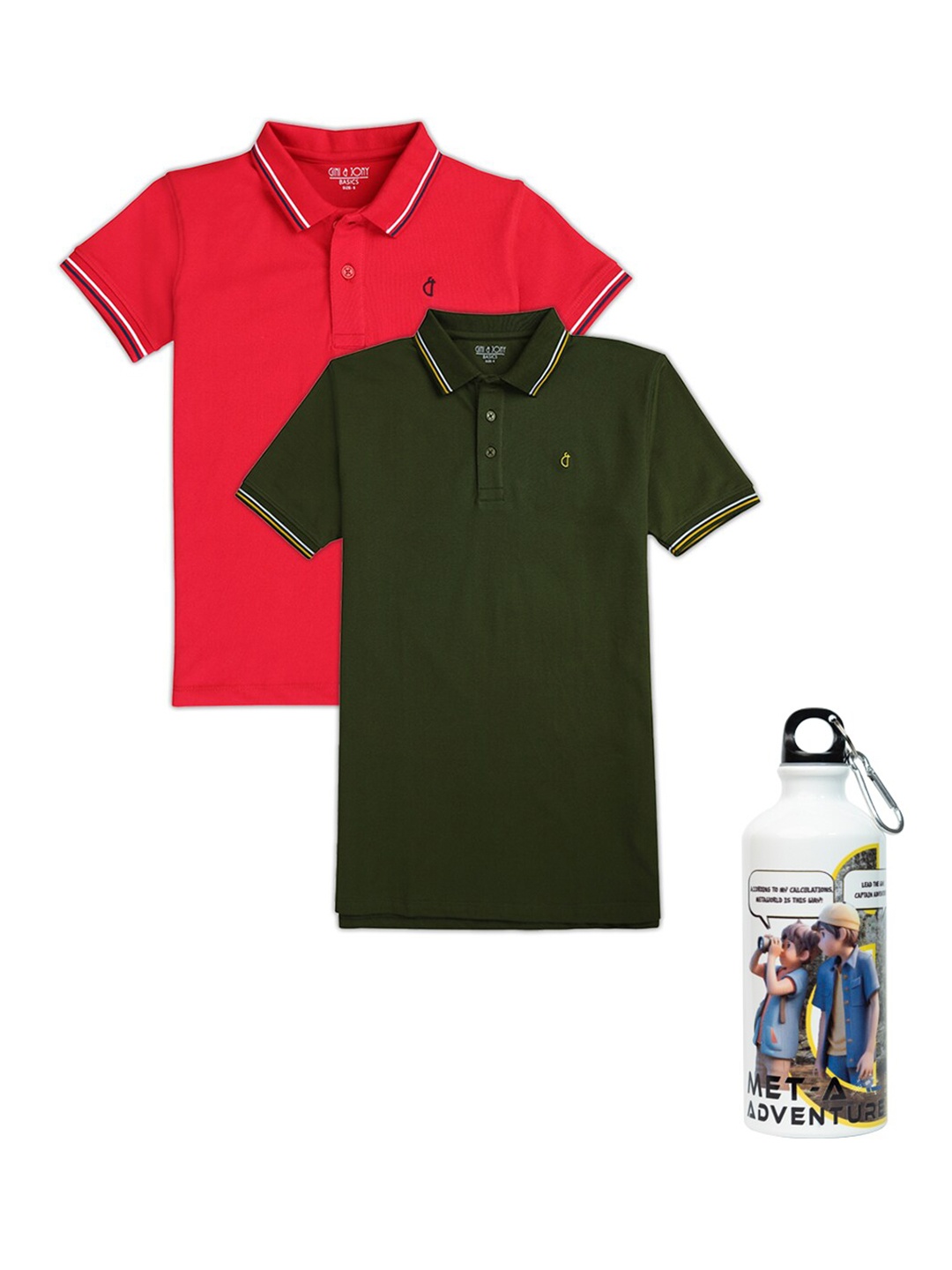 

Gini and Jony Boys Pack Of 2 Polo Collar Cotton T-shirts, Red