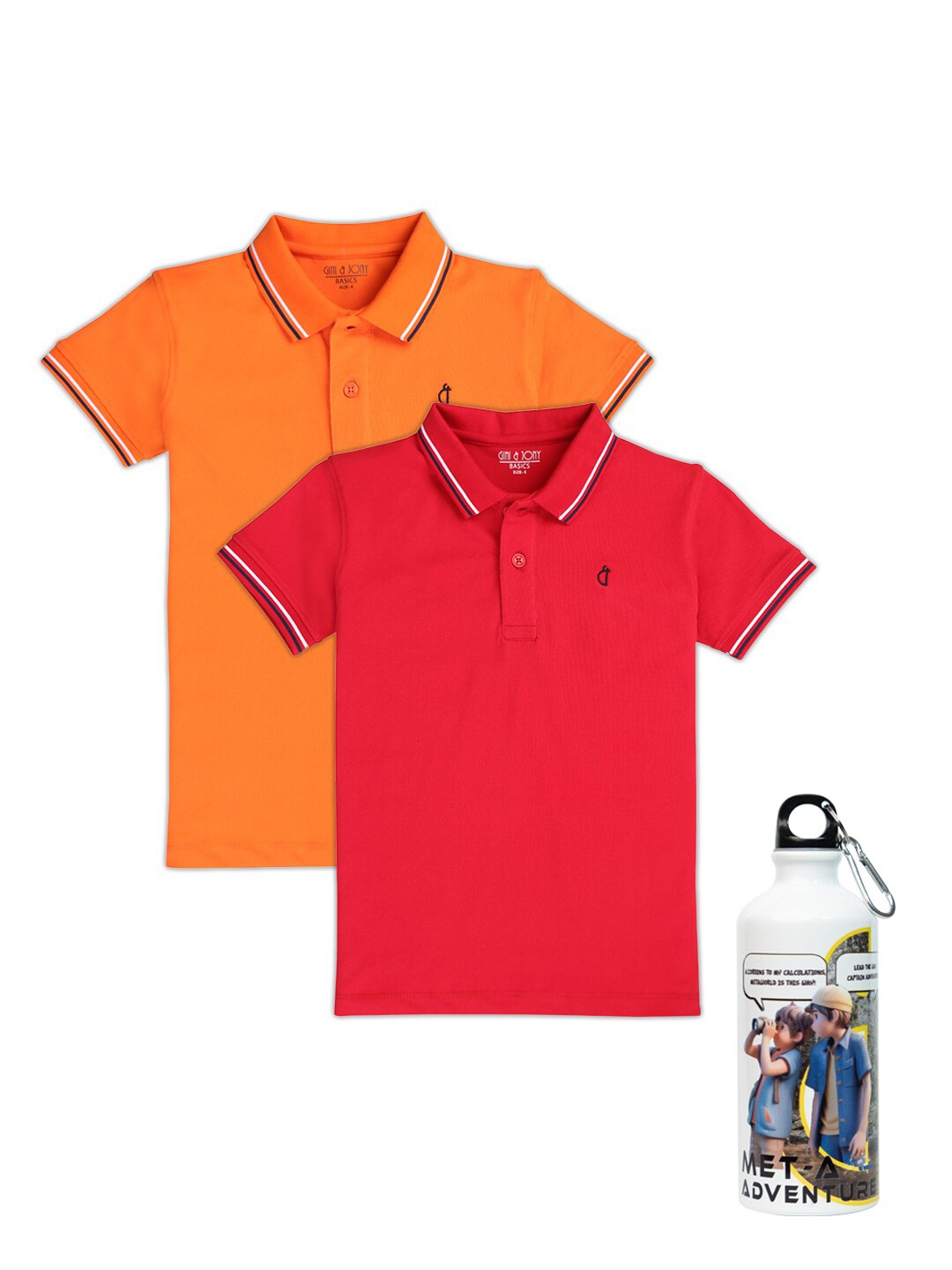 

Gini and Jony Boys Pack of 2 Cotton Polo Collar T-shirt, Orange