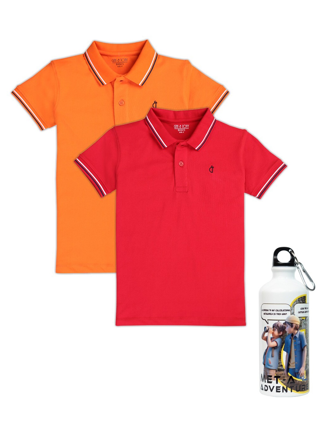 

Gini and Jony Boys Pack Of 2 Polo Collar Cotton T-shirt, Red