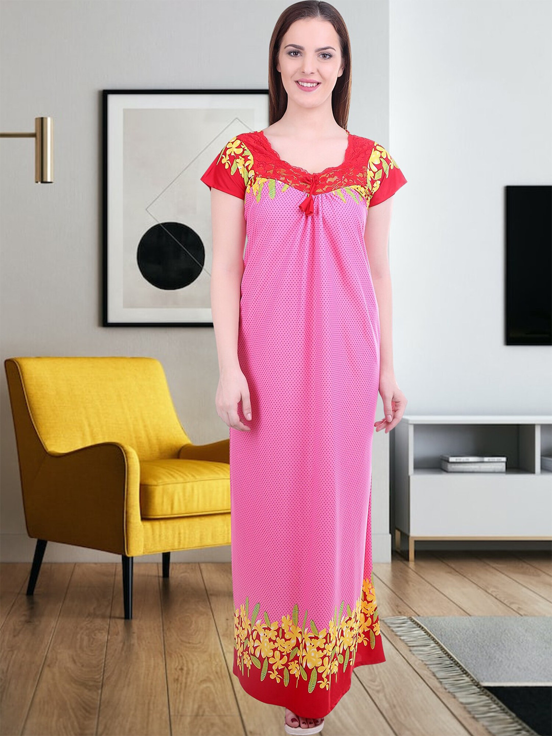

Noty Floral Printed Maxi Nightdress, Pink