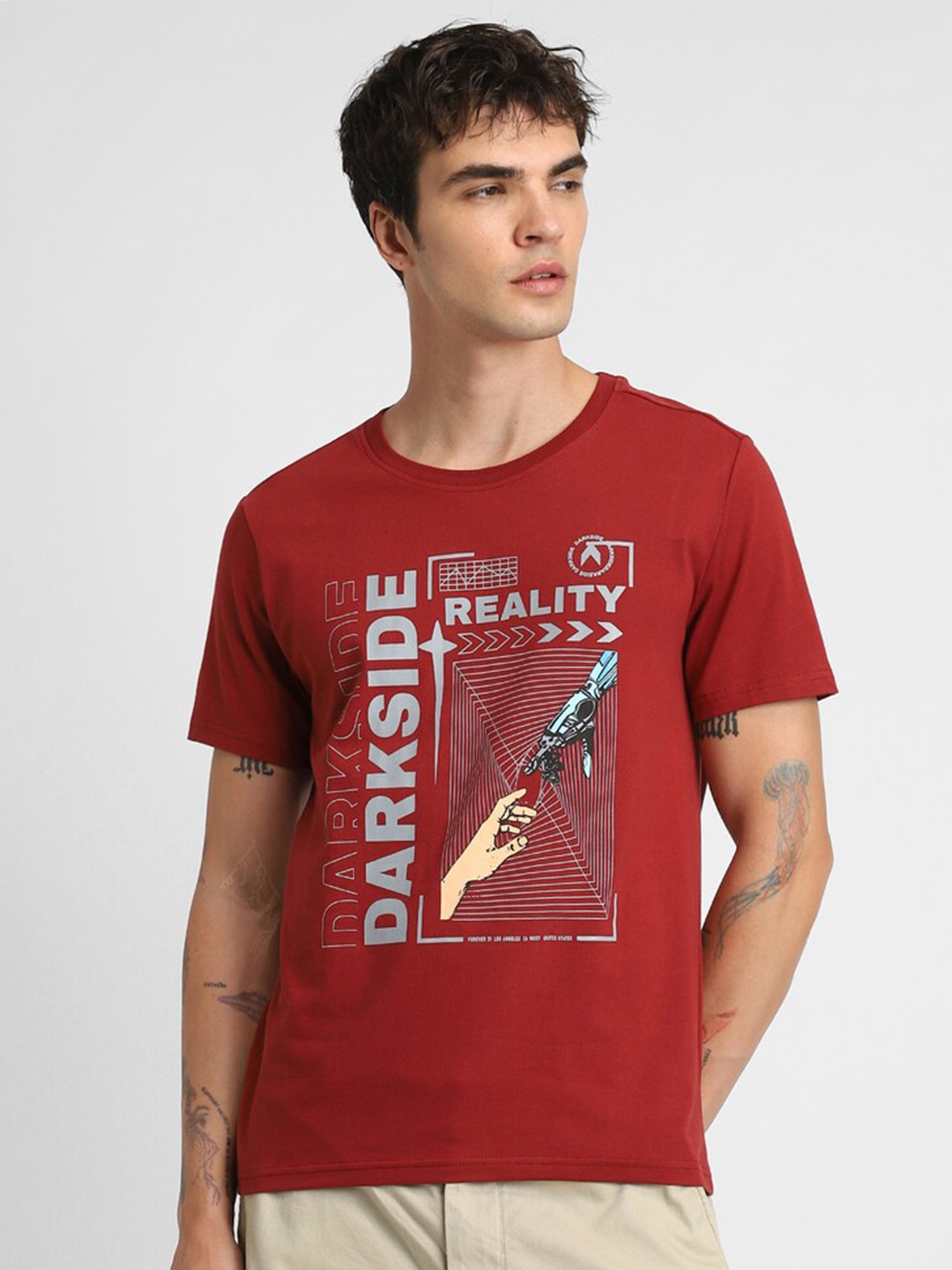 

FOREVER 21 Typography Printed T-shirt, Red
