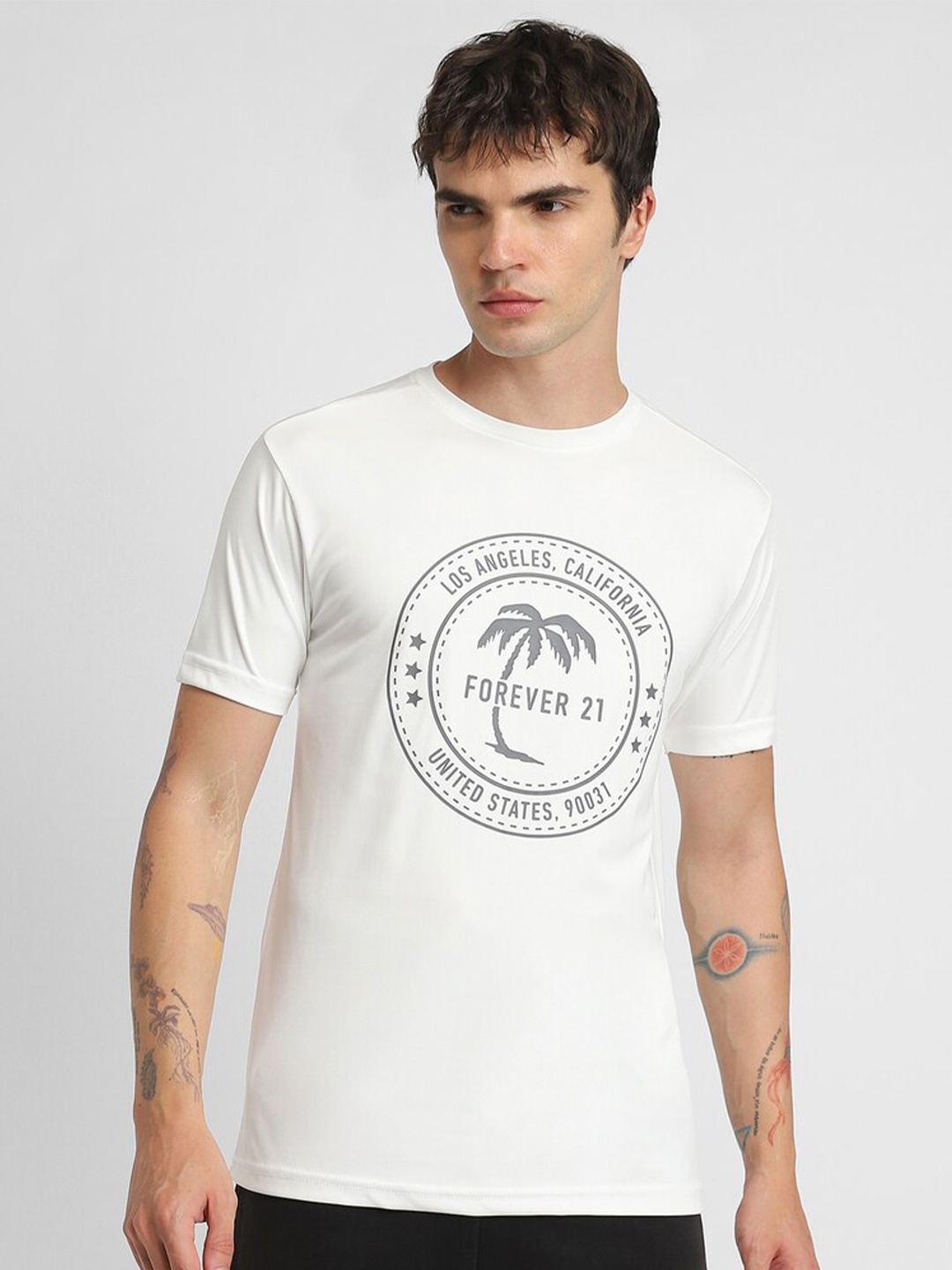 

FOREVER 21 Graphic Printed T-shirt, White