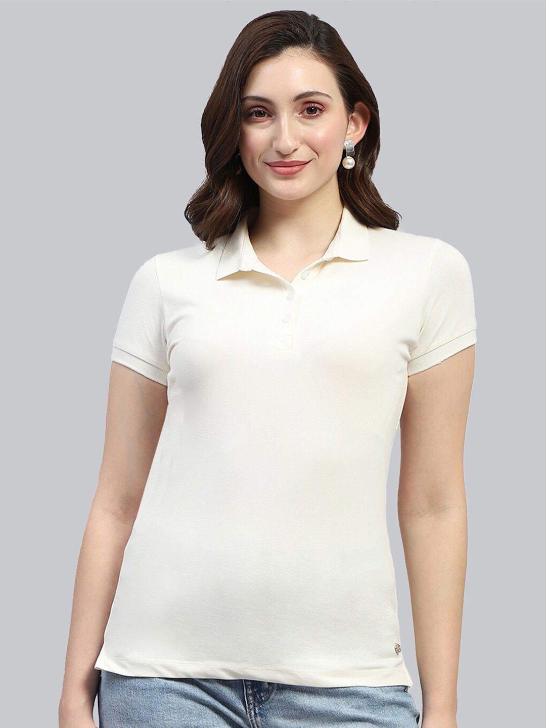 

Monte Carlo Women Polo Collar T-shirt, Off white